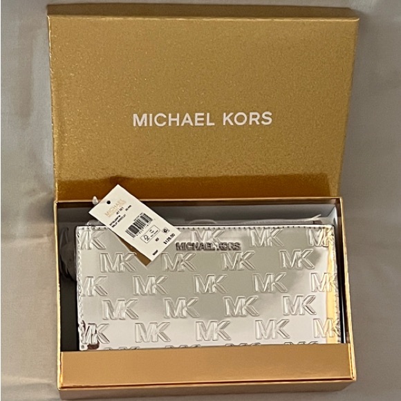 Michael Kors Silver Logo Wristlet